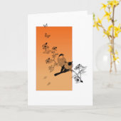 鳥 カード (黄色い花)