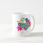 鳥、ガラス コーヒーマグカップ (正面右)