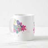 鳥、ガラス コーヒーマグカップ (正面左)