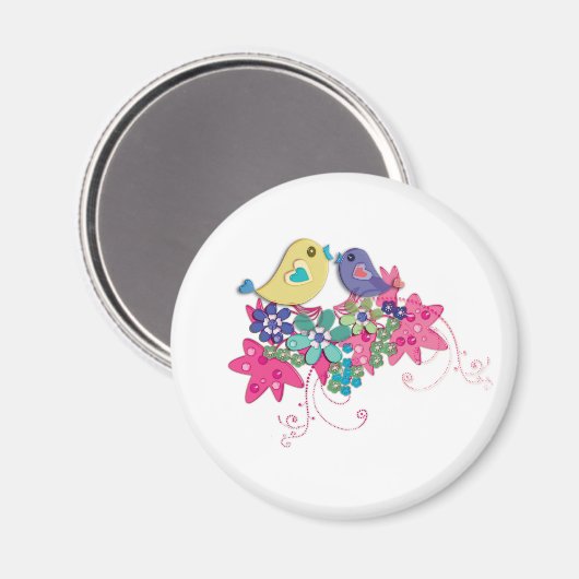 鳥、ガラス マグネット (正面/裏面)