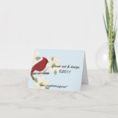 (鳥)ショウジョウコウカンチョウおよびミズキの水彩画のメッセージカード カード (裏面)