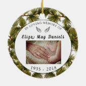 （鳥）ショウジョウコウカンチョウおよび天使のカスタムな写真の記念物 セラミックオーナメント (裏面)