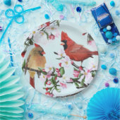 (鳥)ショウジョウコウカンチョウおよびAppleの花 ペーパープレート (パーティー)