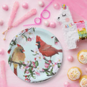 (鳥)ショウジョウコウカンチョウおよびAppleの花 ペーパープレート (パーティー)