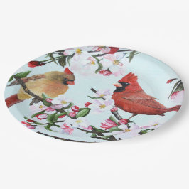 （鳥）ショウジョウコウカンチョウおよびAppleの花 ペーパープレート
