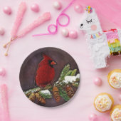 （鳥）ショウジョウコウカンチョウおよびPinecones ペーパープレート (パーティー)