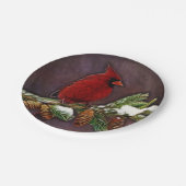 （鳥）ショウジョウコウカンチョウおよびPinecones ペーパープレート (アングル)