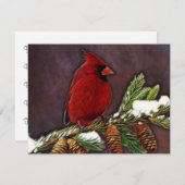 (鳥)ショウジョウコウカンチョウおよびPinecones 招待状 (正面/裏面)