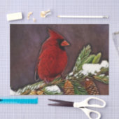 (鳥)ショウジョウコウカンチョウおよびPinecones 薄葉紙 (クラフト)