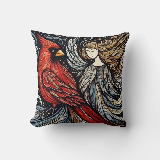 （鳥）ショウジョウコウカンチョウお洒落と天使 クッション (正面)