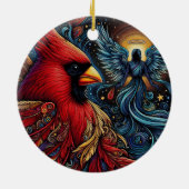 （鳥）ショウジョウコウカンチョウお洒落と天使 セラミックオーナメント (裏面)