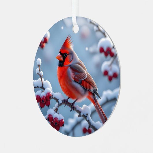 （鳥）ショウジョウコウカンチョウかわいらし | クリスマスパーソナライズされた メタルオーナメント (正面左)