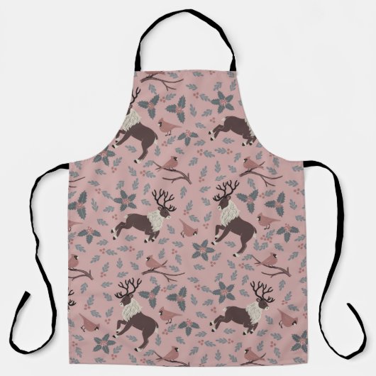 （鳥）ショウジョウコウカンチョウとトナディアクリスマスホリデイ エプロン (正面)