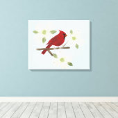 （鳥）ショウジョウコウカンチョウとドッグウッド水カラーキャンバスプリント キャンバスプリント (インサイチュ (ウッドフロア))