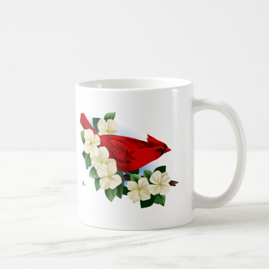(鳥)ショウジョウコウカンチョウとハナミズキ花 コーヒーマグカップ (右)