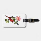 （鳥）ショウジョウコウカンチョウとハミングバードピンクパーソナライズされたリリー ラゲッジタグ (正面横)