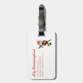 （鳥）ショウジョウコウカンチョウとハミングバードピンクパーソナライズされたリリー ラゲッジタグ (裏面縦)