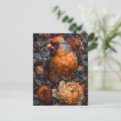 （鳥）ショウジョウコウカンチョウとバラ ポストカード (スタンド正面)