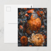 （鳥）ショウジョウコウカンチョウとバラ ポストカード (正面/裏面)