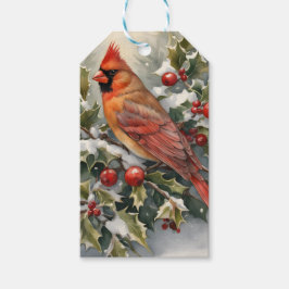 （鳥）ショウジョウコウカンチョウとホリークリスマスギフトラベル ギフトタグ