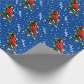 (鳥)ショウジョウコウカンチョウとホリースノーフレーク ラッピングペーパー (角)