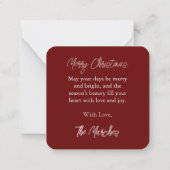 （鳥）ショウジョウコウカンチョウとホリーホリデーミニクリスマスカード ノートカード (裏面)