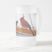 （鳥）ショウジョウコウカンチョウとユンコスすりガラスのビールマグ フロストグラスビールジョッキ (正面右)