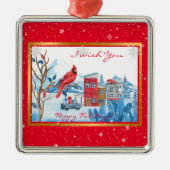 （鳥）ショウジョウコウカンチョウとランドスケーカスタマイズプ メタルオーナメント (正面)