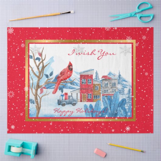 （鳥）ショウジョウコウカンチョウとランドスケーカスタマイズプ 薄葉紙 (クラフト)