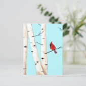 (鳥)ショウジョウコウカンチョウと樺の木ツリー ポストカード (スタンド正面)