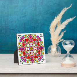 （鳥）ショウジョウコウカンチョウと花マンダラ フォトプラーク