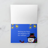 (鳥)ショウジョウコウカンチョウと雪だるまガーデンホリデーカード シーズンカード (内部)