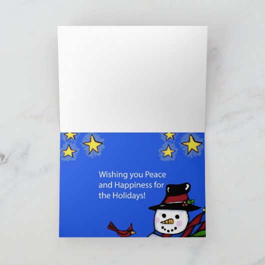 (鳥)ショウジョウコウカンチョウと雪だるまガーデンホリデーカード シーズンカード (内部)