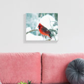 （鳥）ショウジョウコウカンチョウと雪 キャンバスプリント (インサイチュ (リビング))
