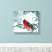 （鳥）ショウジョウコウカンチョウと雪 キャンバスプリント (インサイチュ (ウッドフロア))