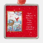 (鳥)ショウジョウコウカンチョウと鹿カスタマイズ メタルオーナメント (正面)