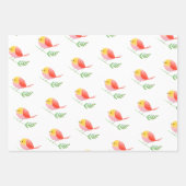 （鳥）ショウジョウコウカンチョウのかわいい森の赤鳥クリスマスプレゼント ラッピングペーパーシート (正面3)