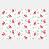 （鳥）ショウジョウコウカンチョウのかわいい森の赤鳥クリスマスプレゼント ラッピングペーパーシート (正面2)