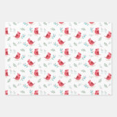 （鳥）ショウジョウコウカンチョウのかわいい森の赤鳥クリスマスプレゼント ラッピングペーパーシート (正面)