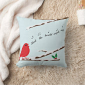 （鳥）ショウジョウコウカンチョウのクリスマスキャロルの麻布一見の枕 クッション (ブランケット)