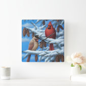 （鳥）ショウジョウコウカンチョウの柱時計 スクエア壁時計 (ホーム)