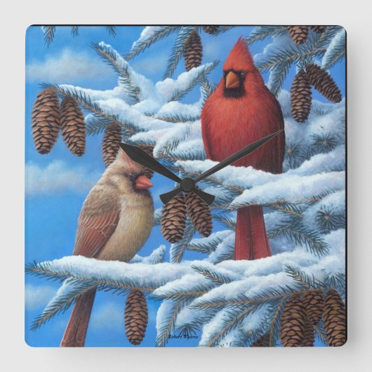 （鳥）ショウジョウコウカンチョウの柱時計 スクエア壁時計 (正面)