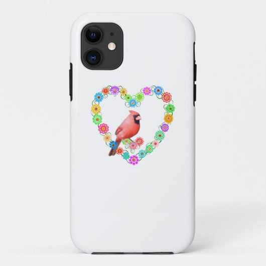 (鳥)ショウジョウコウカンチョウの花ハート Case-Mate iPhoneケース (裏面)