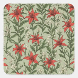 （鳥）ショウジョウコウカンチョウの花離れや模様 スクエアシール