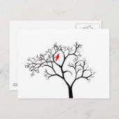 （鳥）ショウジョウコウカンチョウの赤い鳥の雪の木 ポストカード (正面/裏面)