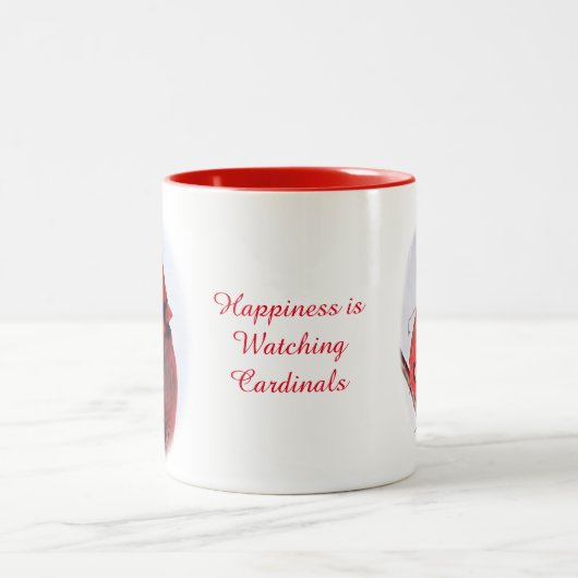 （鳥）ショウジョウコウカンチョウの飲料のマグは個人化なります ツートーンマグカップ (中央)