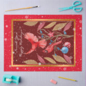 （鳥）ショウジョウコウカンチョウの鳥がクリスマスの木にカスタマイズ咲く 薄葉紙 (クラフト)