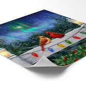 (鳥)ショウジョウコウカンチョウの鳥とクリスマスライト ポスター (角)