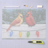 （鳥）ショウジョウコウカンチョウの鳥とクリスマスライト 薄葉紙 (クラフト)