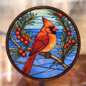 （鳥）ショウジョウコウカンチョウの鳥のベリーのブッシュのステンドガフェイクラス ウィンドウサイン (シート2)